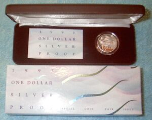 1993 One dollar silver proof